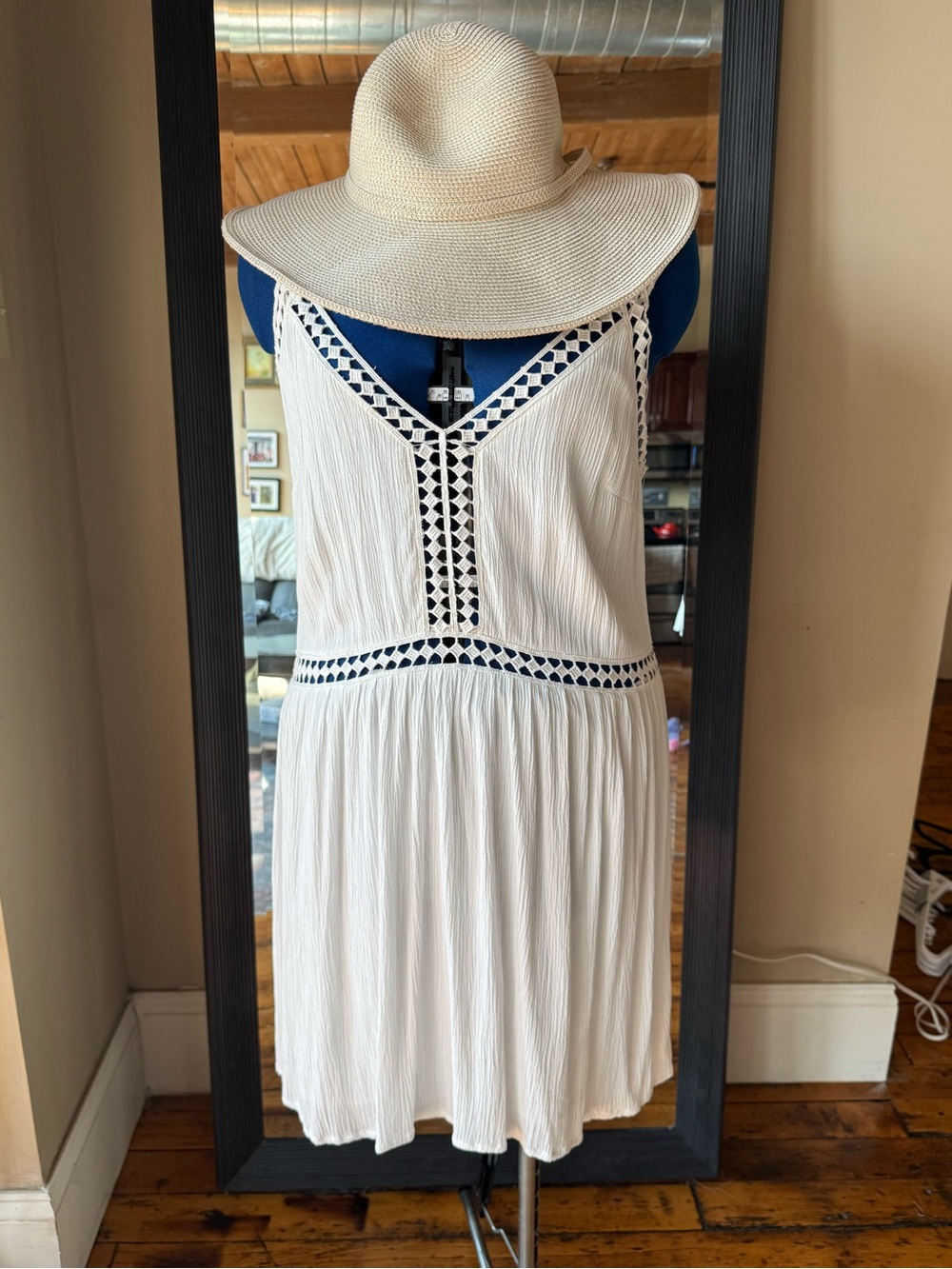 O’Neill Cream Crochet-Trim Boho Sundress, Size L